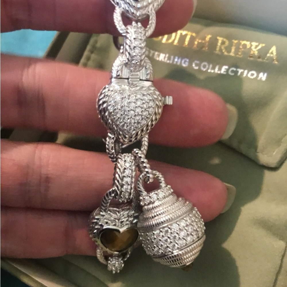 NWOT Rare Judith Ripka Silver Gemstone & Diamoniqe Bracelet - Picture 3 of 16